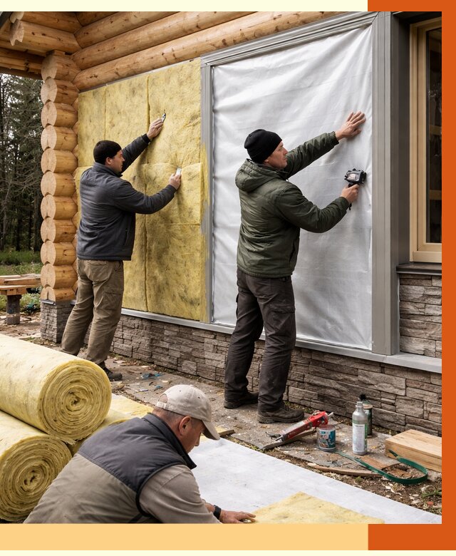 Утепление бревенчатого дома в Прокопьевске от 7908 руб/м2 — заказать под ключ | ТепломастерПрк