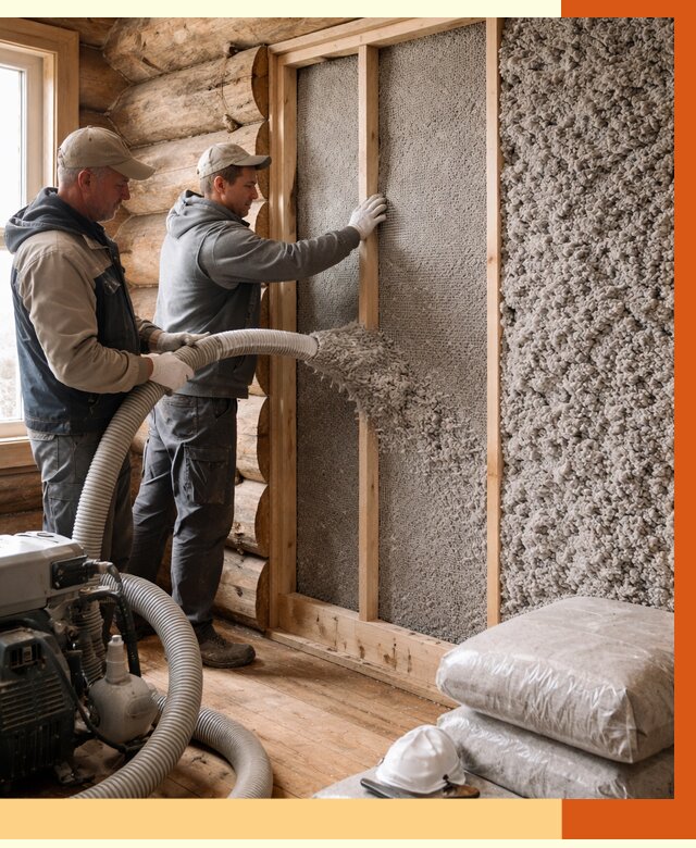 Утепление бревенчатого дома эковатой в Прокопьевске от 2843 руб. | ТепломастерПрк