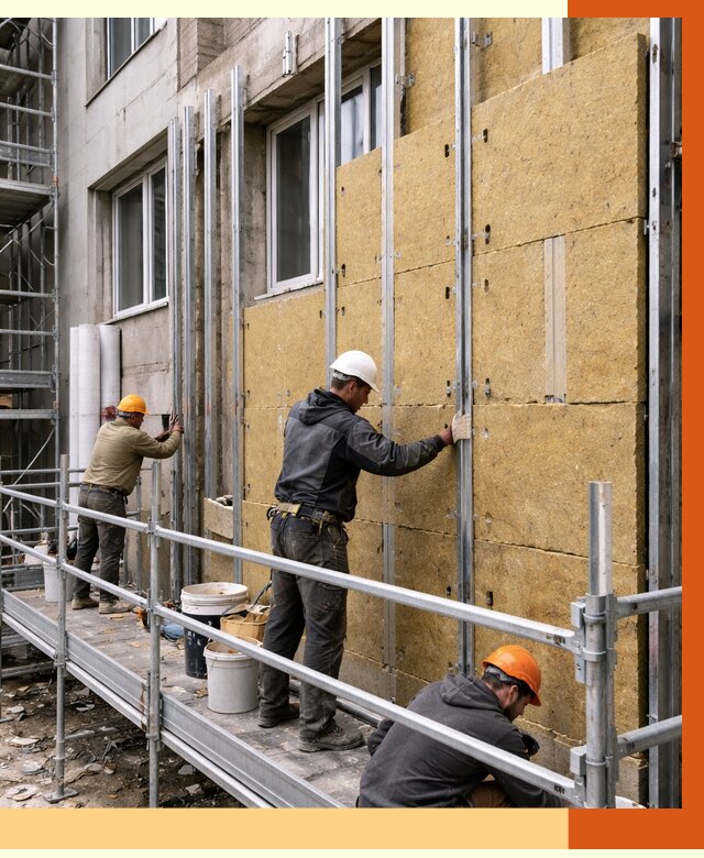 Утепление вентилируемого фасада в Прокопьевске от 5789 руб/м2 — монтаж и утепление вентфасад | ТепломастерПрк