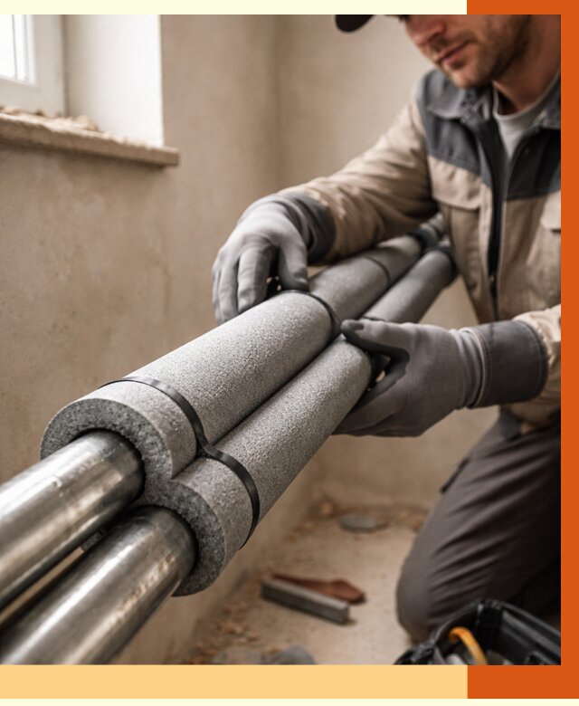 Утепление труб отопления в Прокопьевске от 2946 руб. за м² — услуги под ключ | ТепломастерПрк