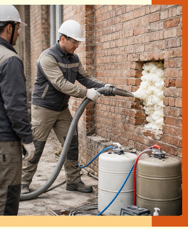 Заливка ППУ в пустоты кирпичной стены в Прокопьевске от 2843 руб. | ТепломастерПрк